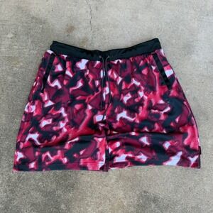 AND1 Mens Basketball Shorts Red Black Abstract Print Zip Pockets Size XL